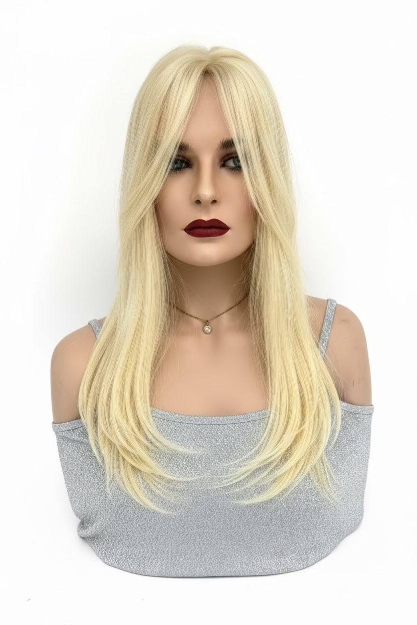 Banana Silk topper front view - warm golden blonde