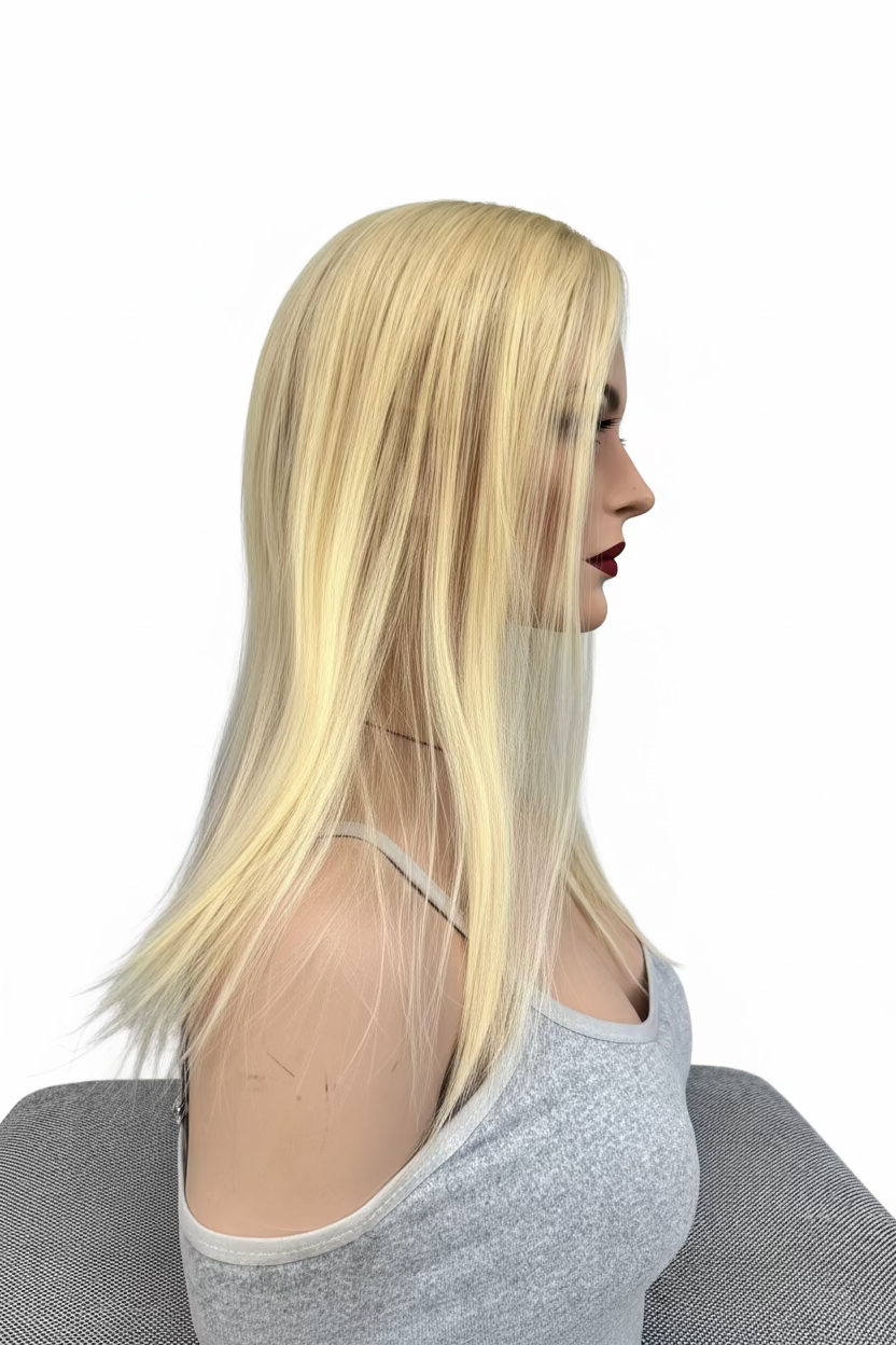 Banana Silk topper side profile - natural banana tones"
