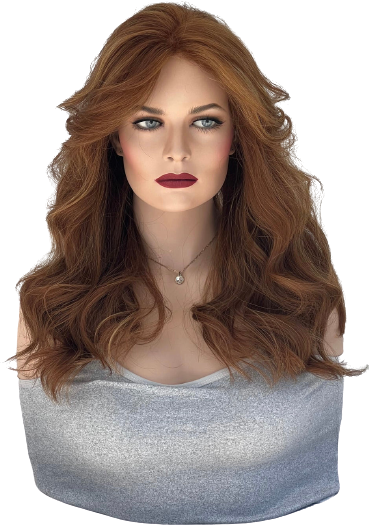 Autumn Fire wig front view - red auburn highlights